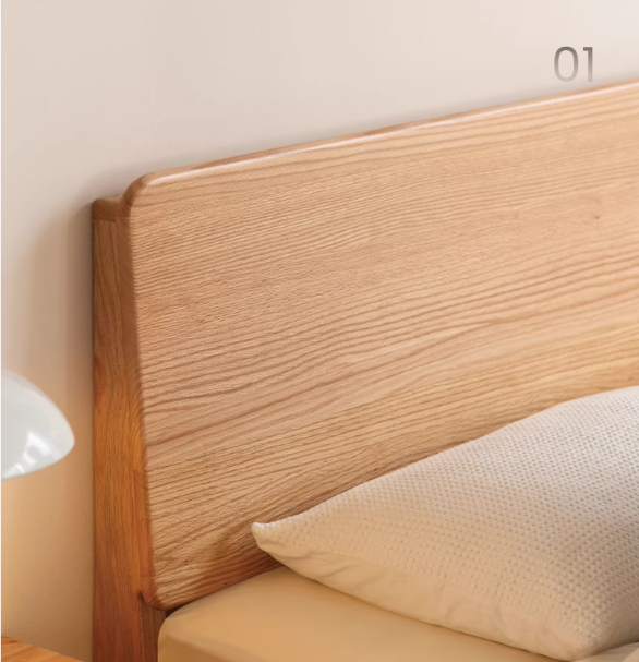 Oak solid wood high head board bed