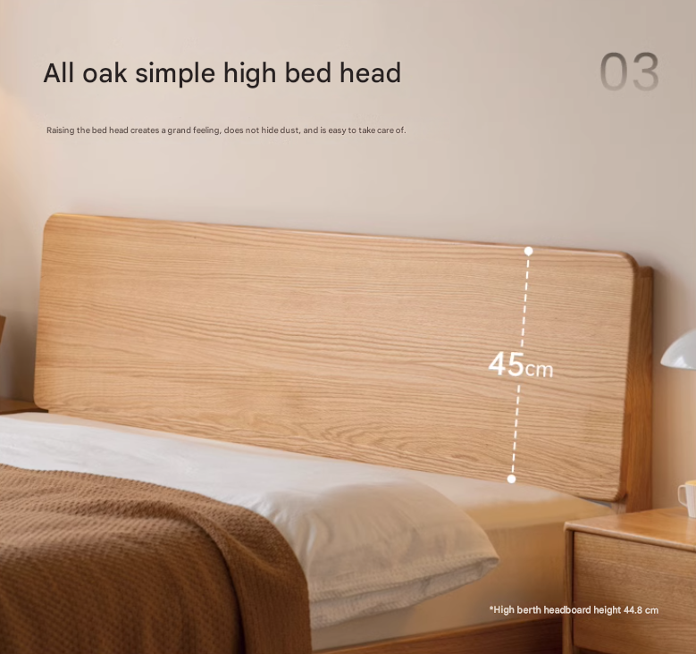 Oak solid wood high head board bed