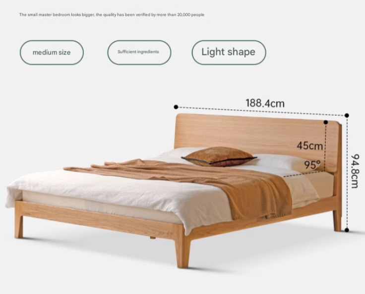 Oak, Ash Solid Wood High Head Board Bed