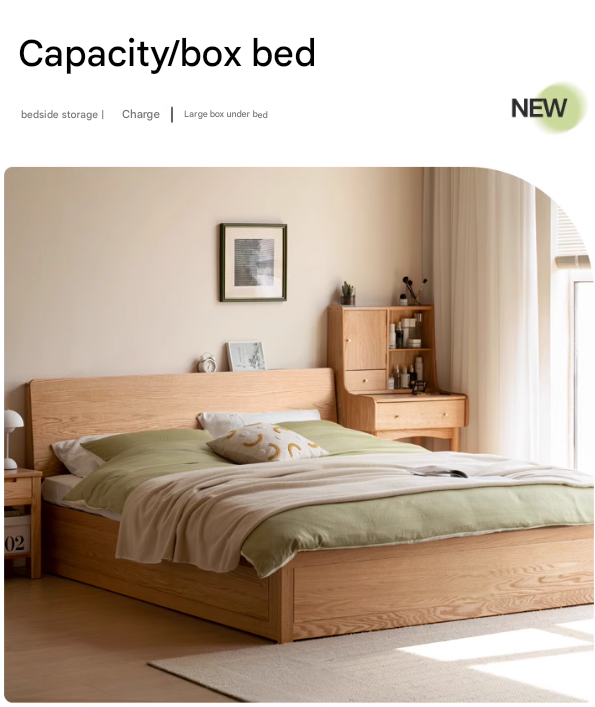 Oak Solid Wood Box Bed