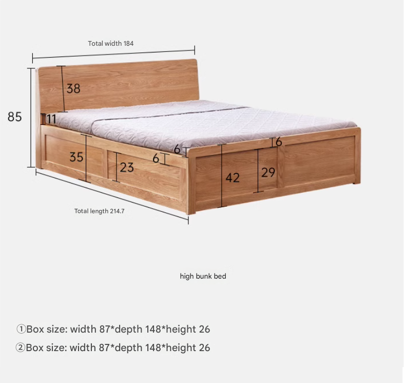 Oak Solid Wood Box Bed