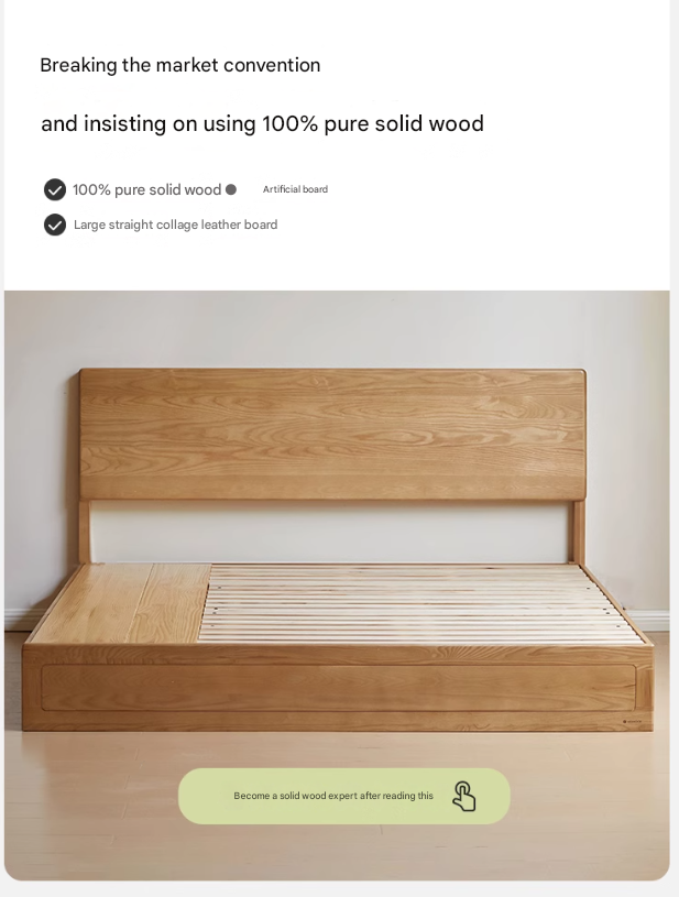 Ash, Oak Solid Wood Box Bed Modern