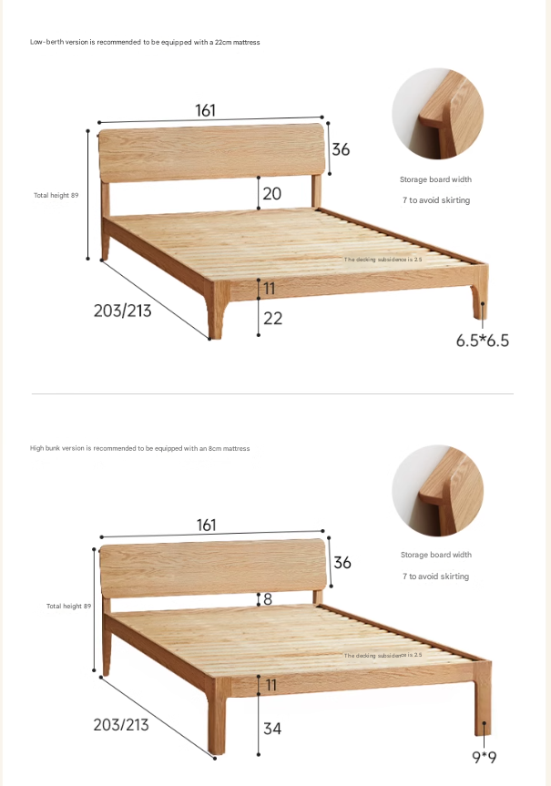 Oak solid wood,Rubber wood bed modern Nordic