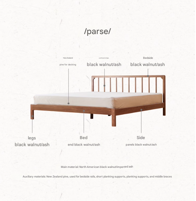 Black Walnut solid wood Nordic simple Bed