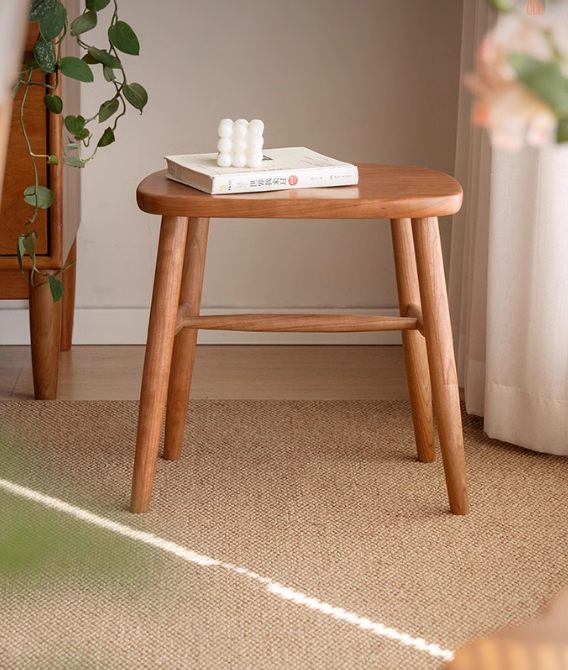 Cherry Solid Wood Retro Makeup Stool