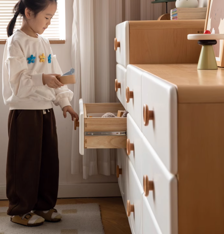 Beech Solid Wood Children's Modern Storage Cabinet