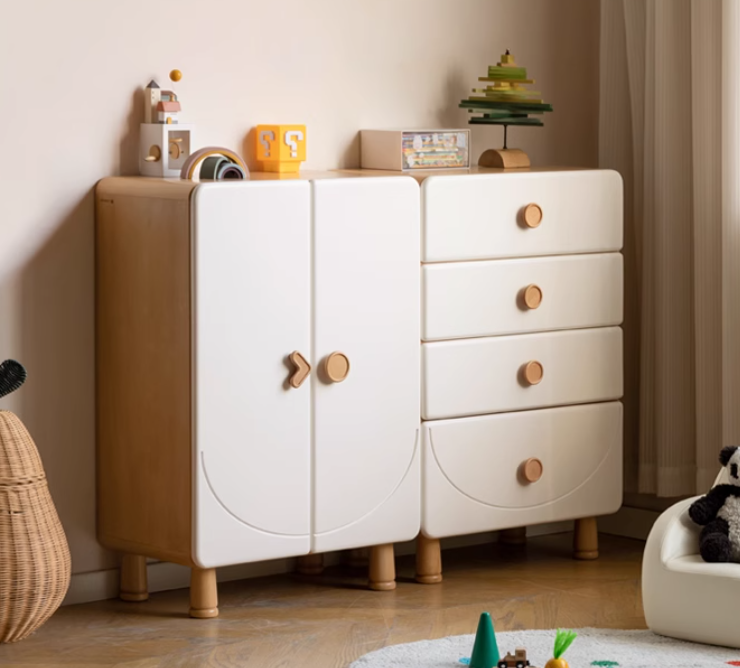 Beech Solid Wood Children's Modern Storage Cabinet