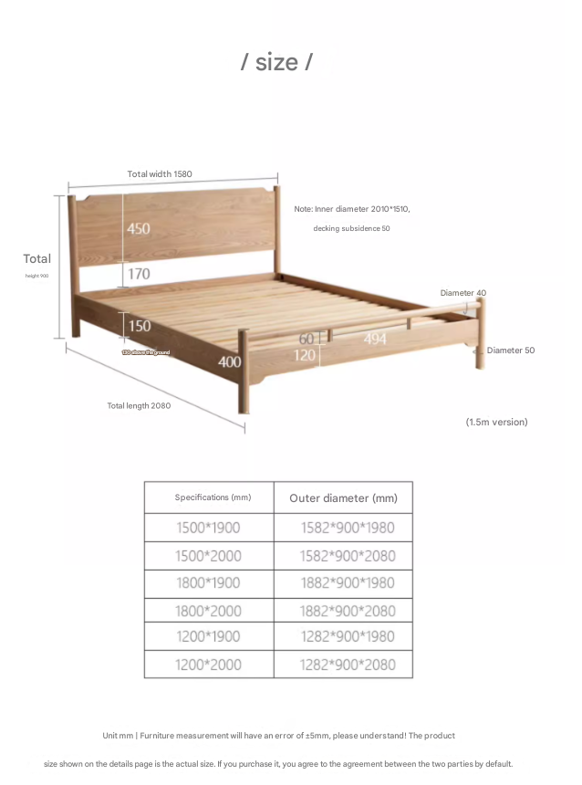 Ash solid wood Nordic simple modern bed