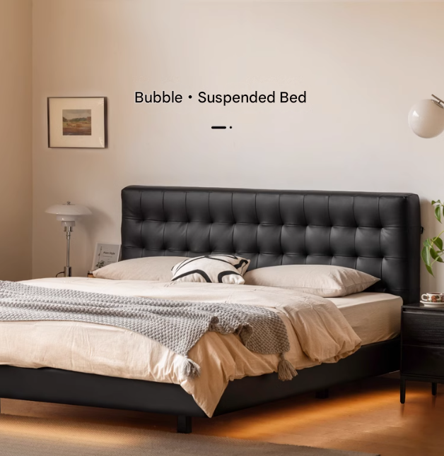 First layer of yellow cowhide Bed Suspension Bed black