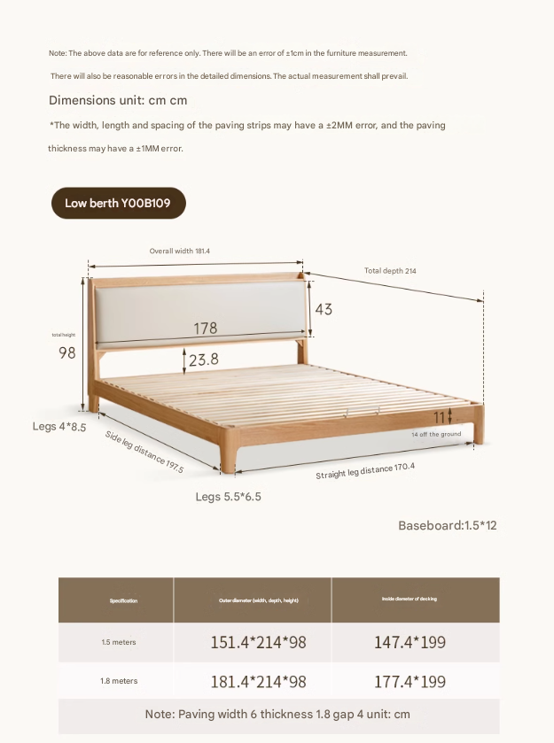 Oak solid Wood Technology Cloth Modern and Simple Bed