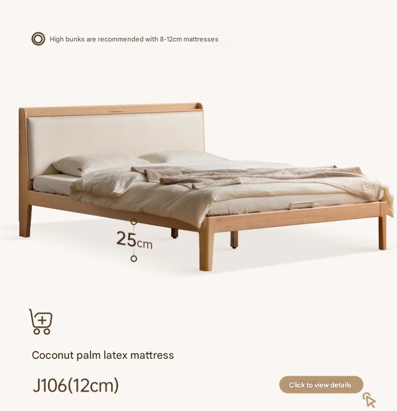Oak solid Wood Technology Cloth Modern and Simple Bed