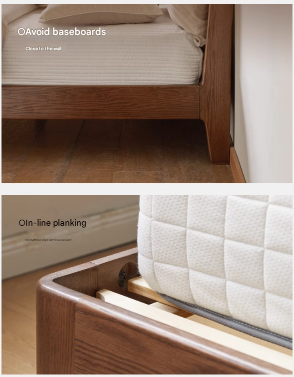 Oak Solid Wood Simple Fabric Soft Package Bed