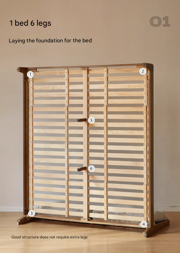 Oak Solid Wood Simple Fabric Soft Package Bed