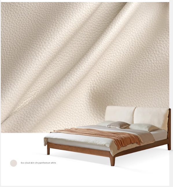 Oak Solid Wood Simple Fabric Soft Package Bed