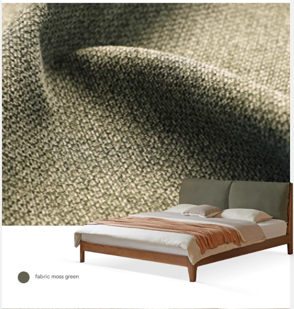 Oak Solid Wood Simple Fabric Soft Package Bed
