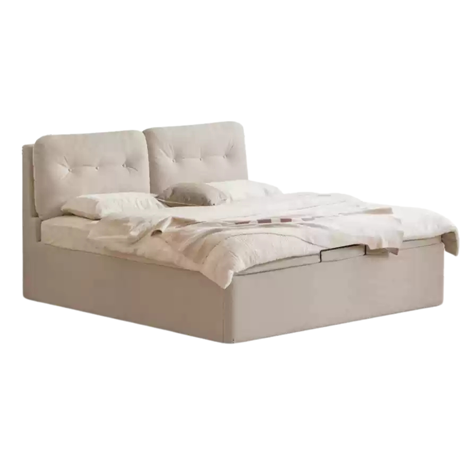 Cloud Upholstered Storage Bed with Tufted Wingback Headboard