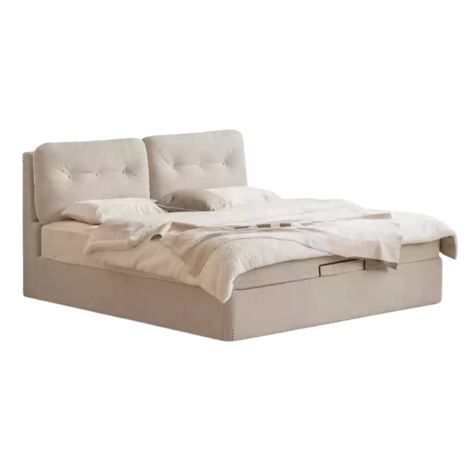 Cloud Upholstered Storage Bed with Tufted Wingback Headboard