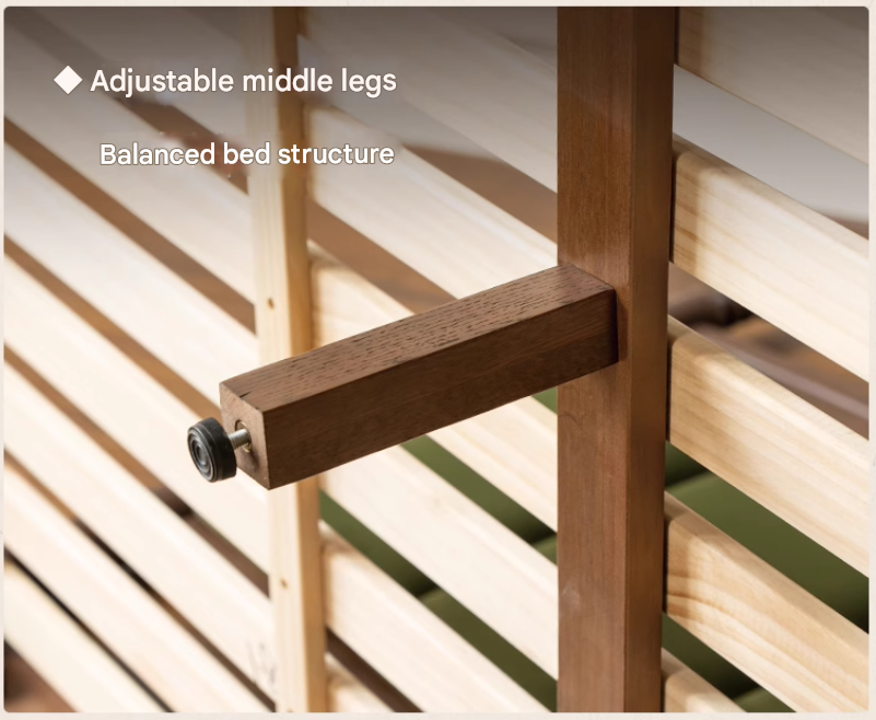 Black Walnut, Oak Solid Wood French Style Leather Bed with Retro Soft Headboard