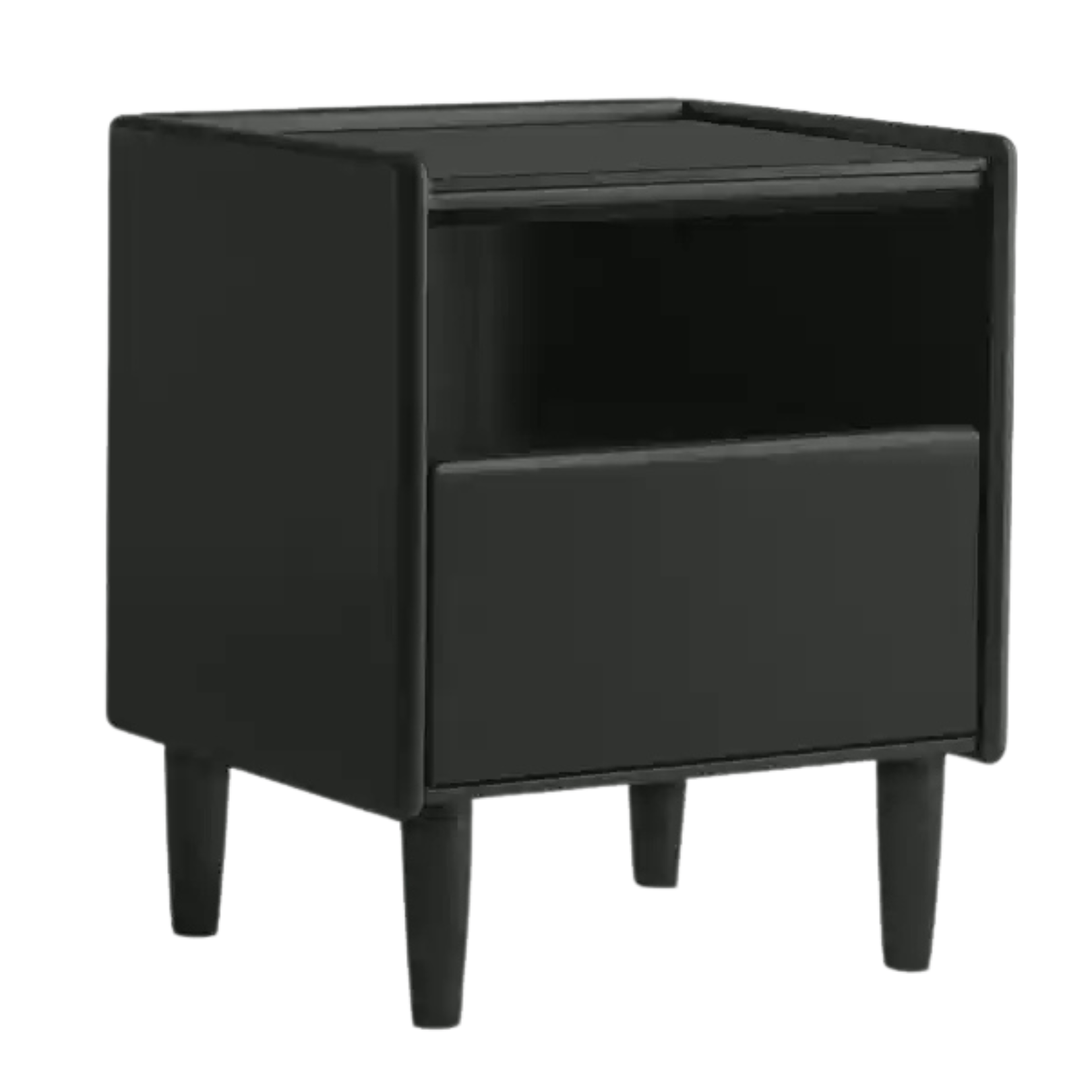 Rubber Solid Wood Modern Black Nightstand