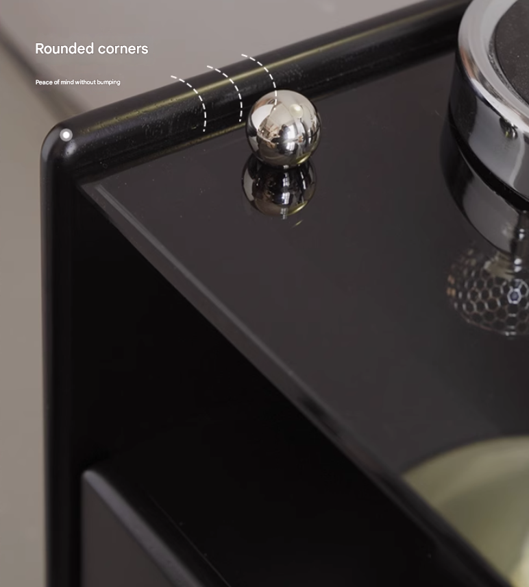 Rubber Solid Wood Modern Black Nightstand