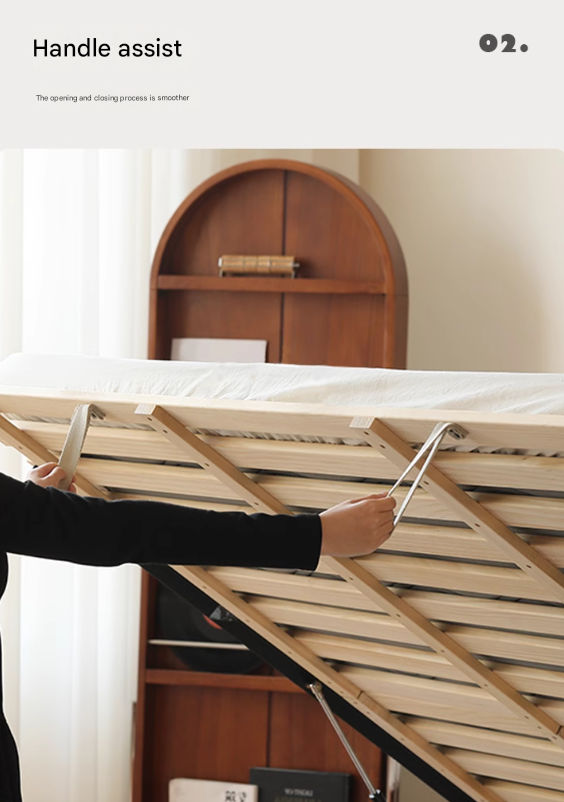 Poplar Solid Wood Storage Bed with Flat Panel Headboard