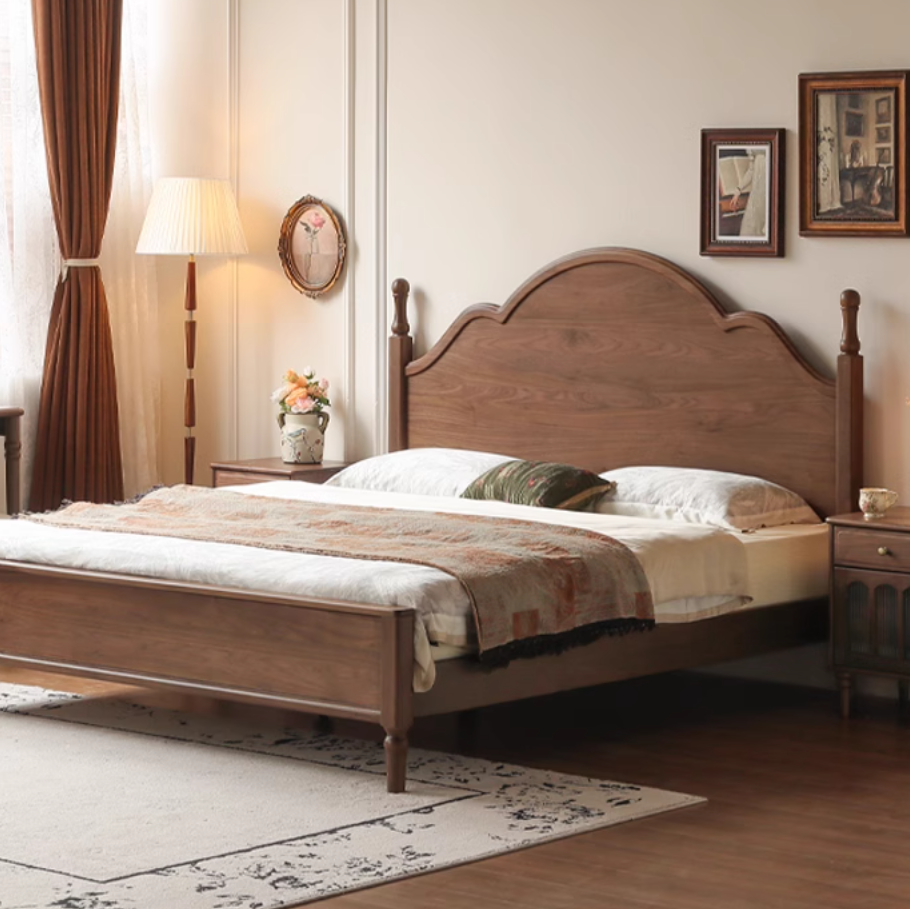 Black Walnut Solid Wood American Large Board Vintage Double Bed