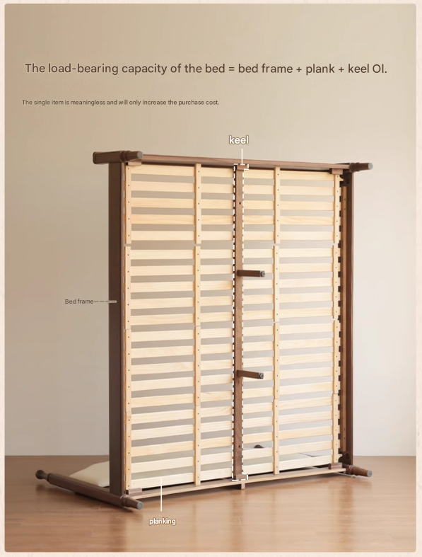 Black Walnut, Poplar Solid Wood Double Bed with Soft Backrest, Retro American Style