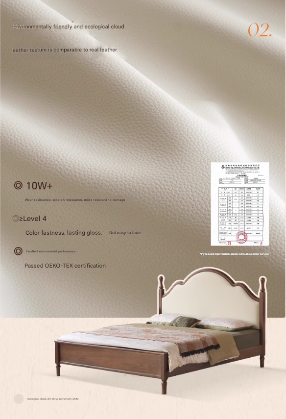 Black Walnut, Poplar Solid Wood Double Bed with Soft Backrest, Retro American Style