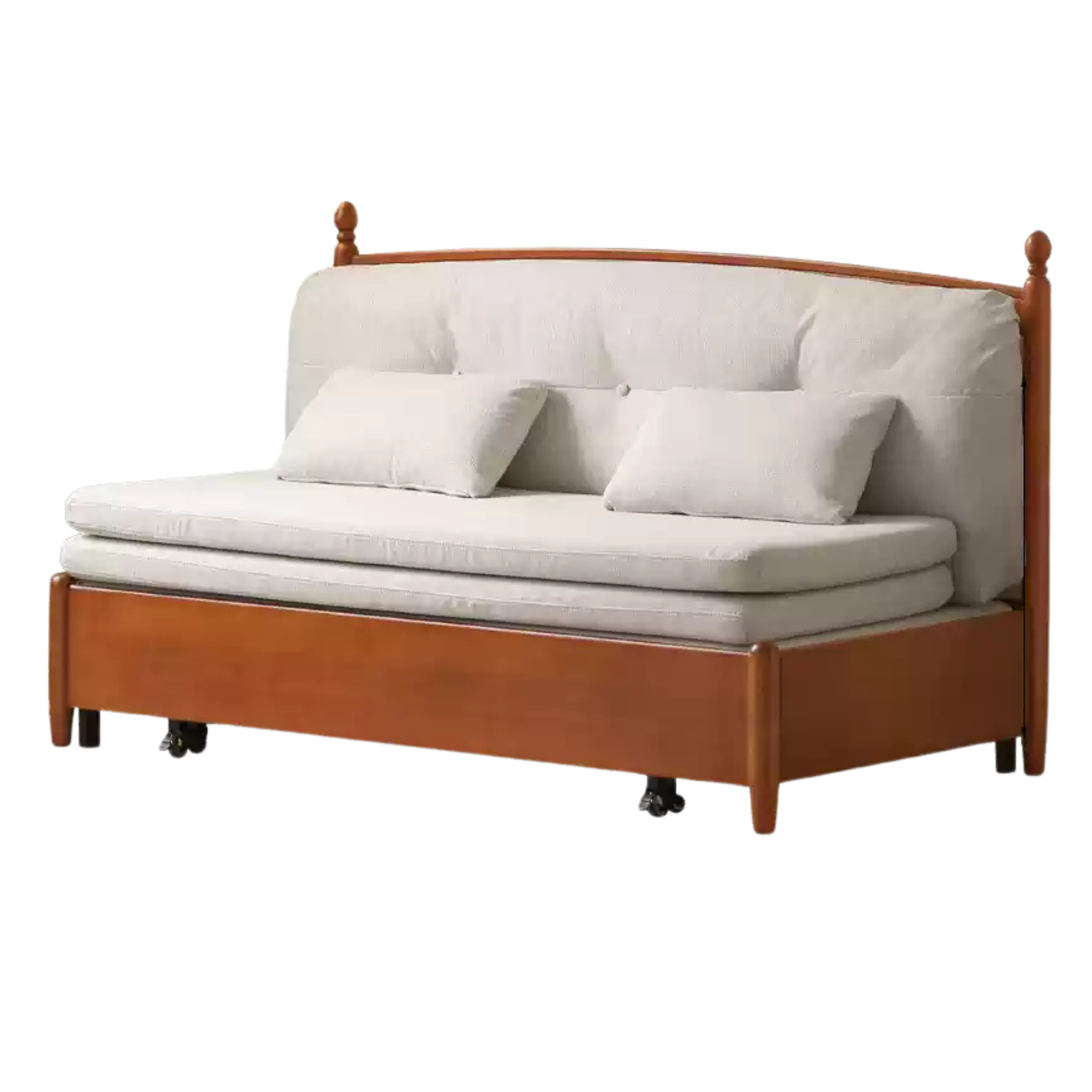 Poplar Solid Wood Telescopic French Vintage Sitting and Sleeping Dual purpose Sofa