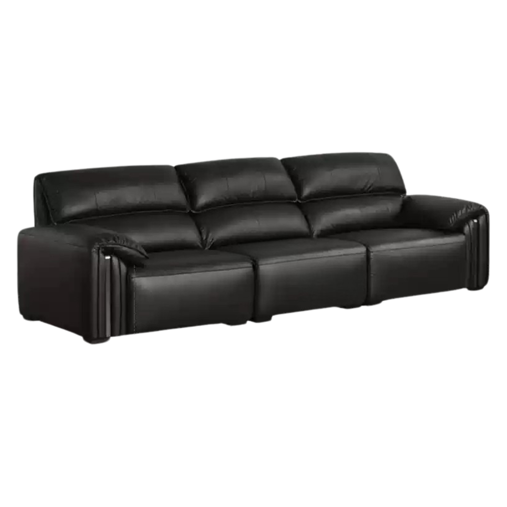 Leather Italian Light Luxury Black Straight Line Sofa