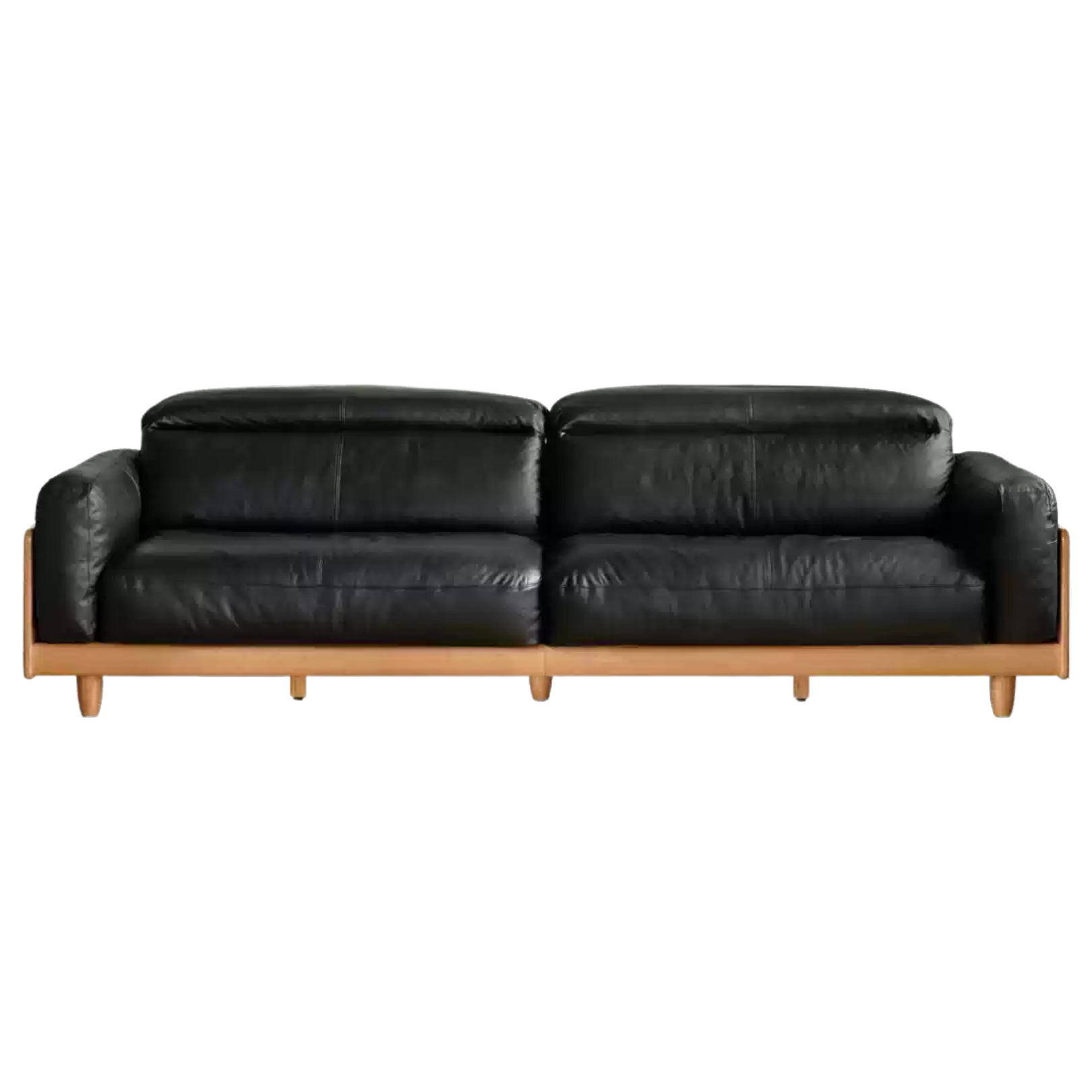 Cherry Wood Solid Wood Modern Leather Sofa