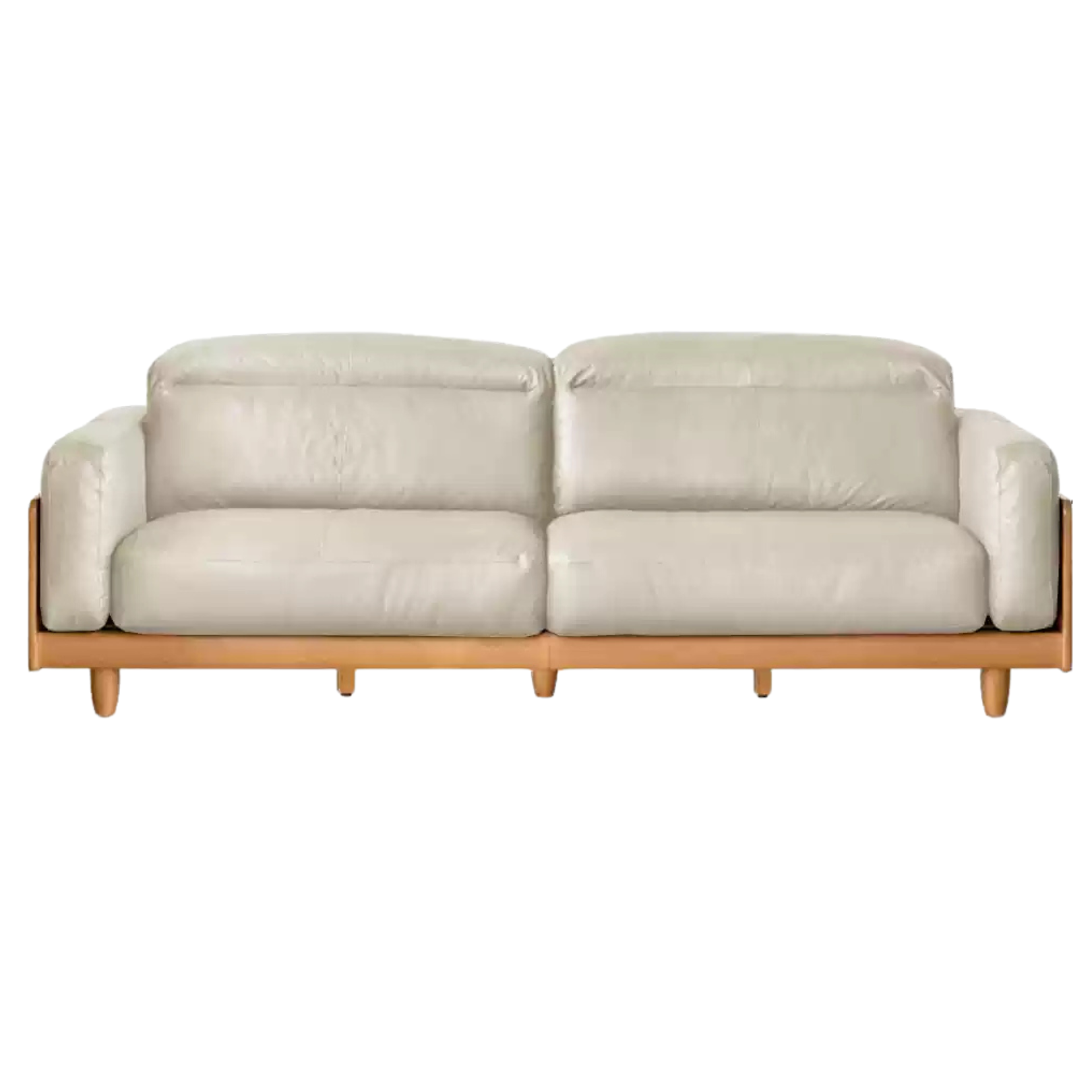Cherry Wood Solid Wood Modern Leather Sofa