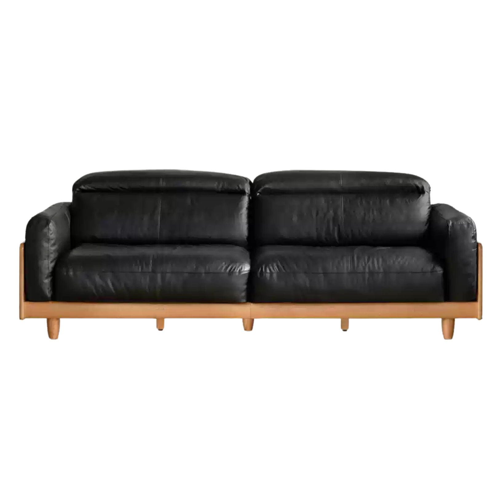 Cherry Wood Solid Wood Modern Leather Sofa