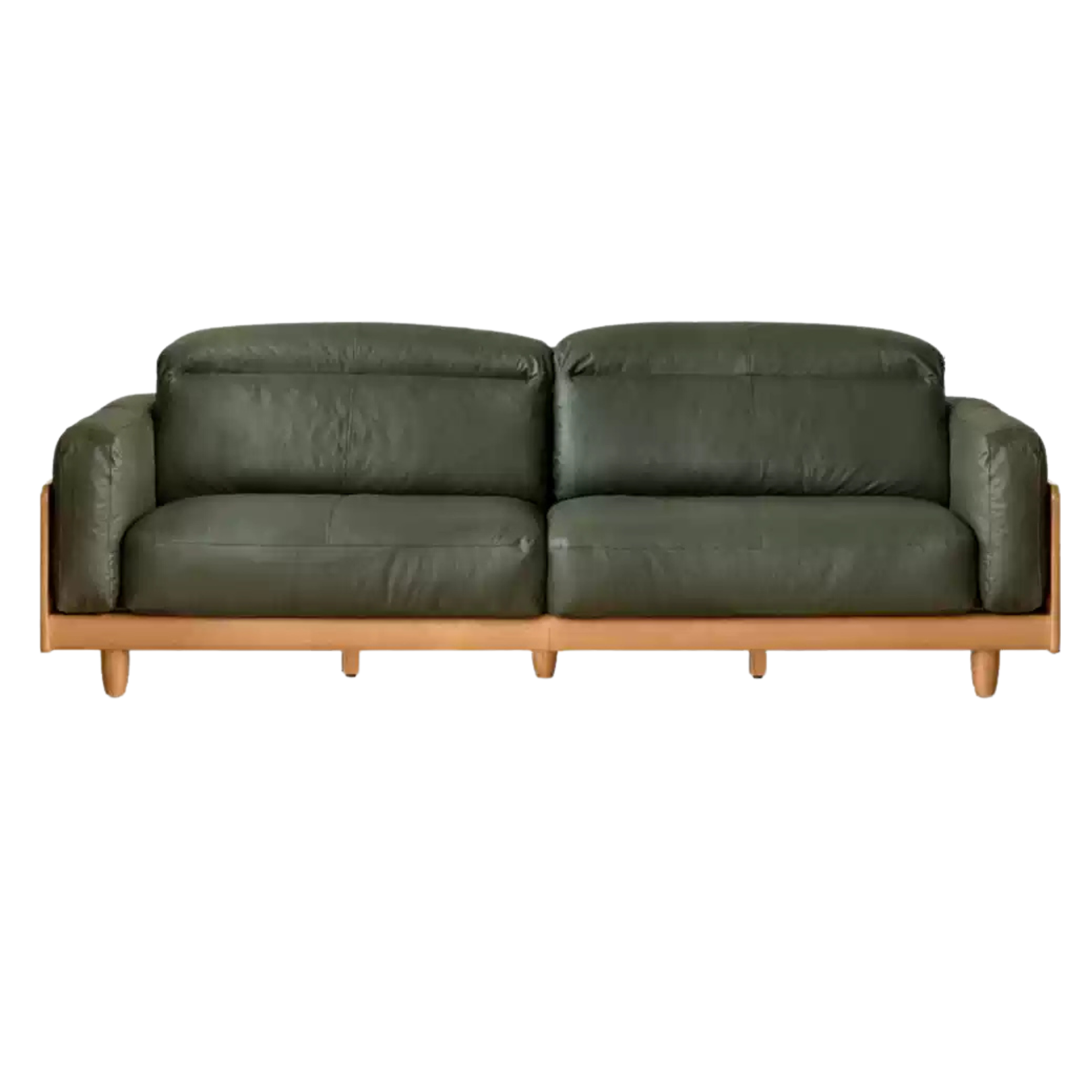 Cherry Wood Solid Wood Modern Leather Sofa