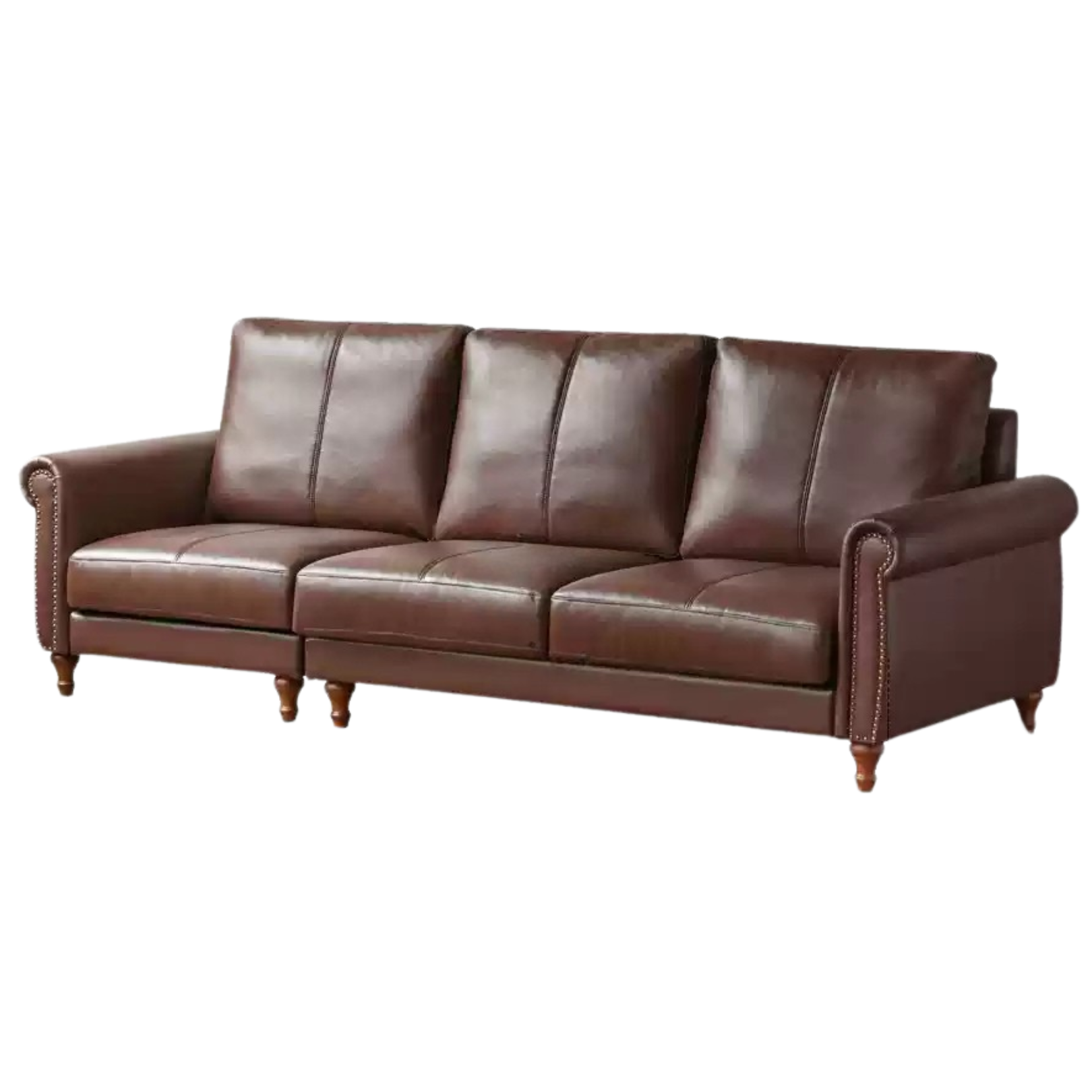 Genuine Leather American Retro High Back Sofa