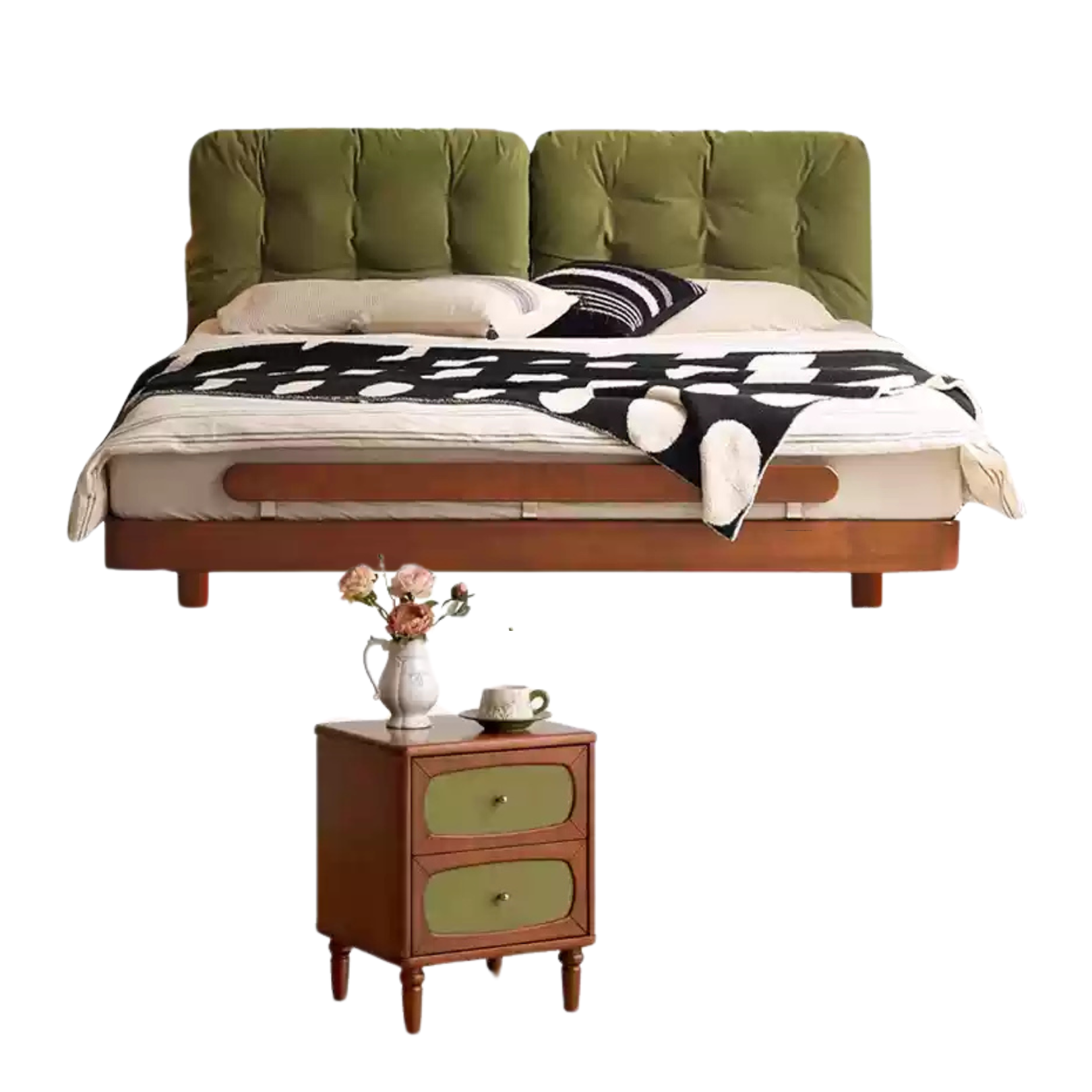 Poplar, Oak solid wood vintage soft retro bed