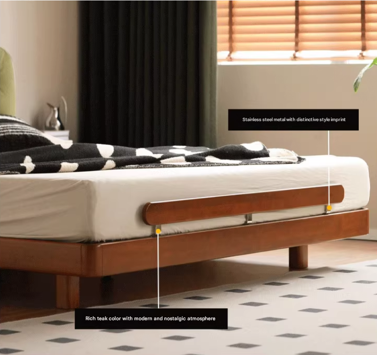 Poplar, Oak solid wood vintage soft retro bed
