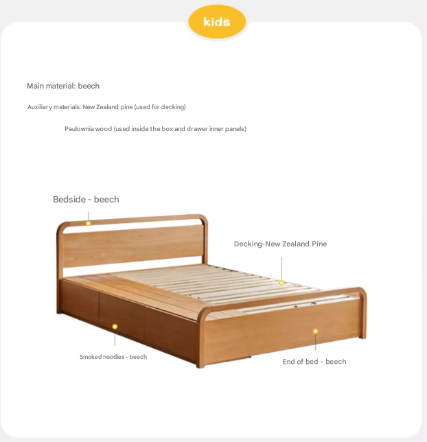 Beech solid wood Multi-functional with storage box bed<