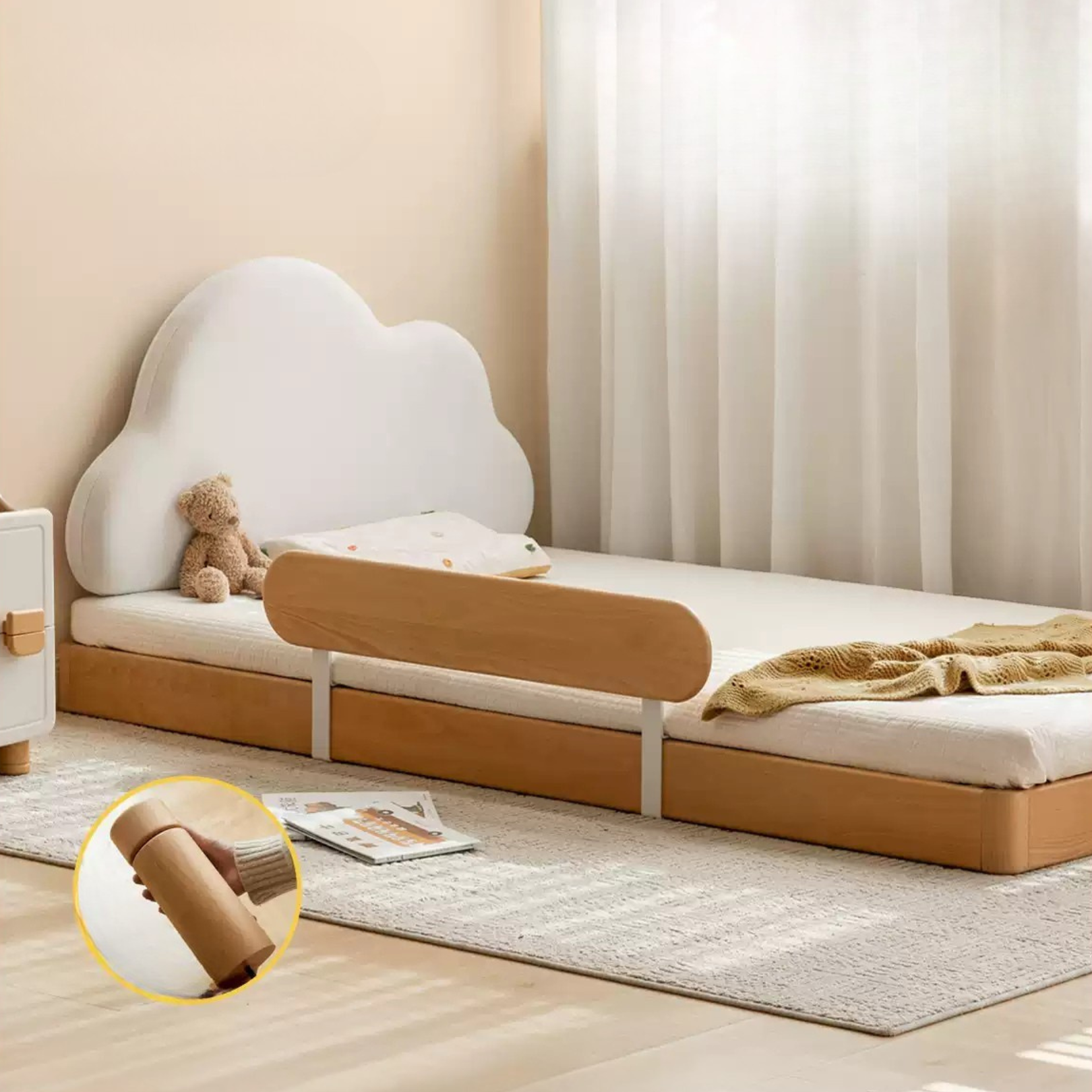 Beech Solid Wood Children's Splicing platform bed, headboard-free bed