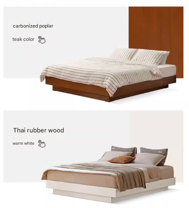 Oak solid wood platform bed, headboard-free bed suspension bed.