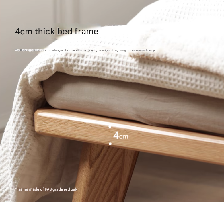 Oak solid wood platform bed, headboard-free bed