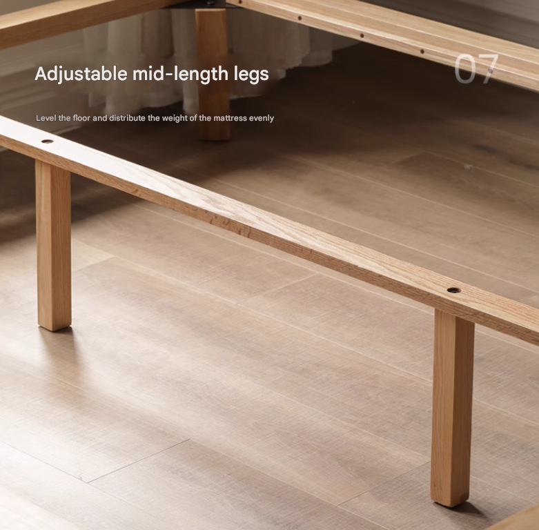 Oak solid wood platform bed, headboard-free bed