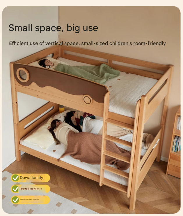 Beech solid wood with guardrails bunk bed