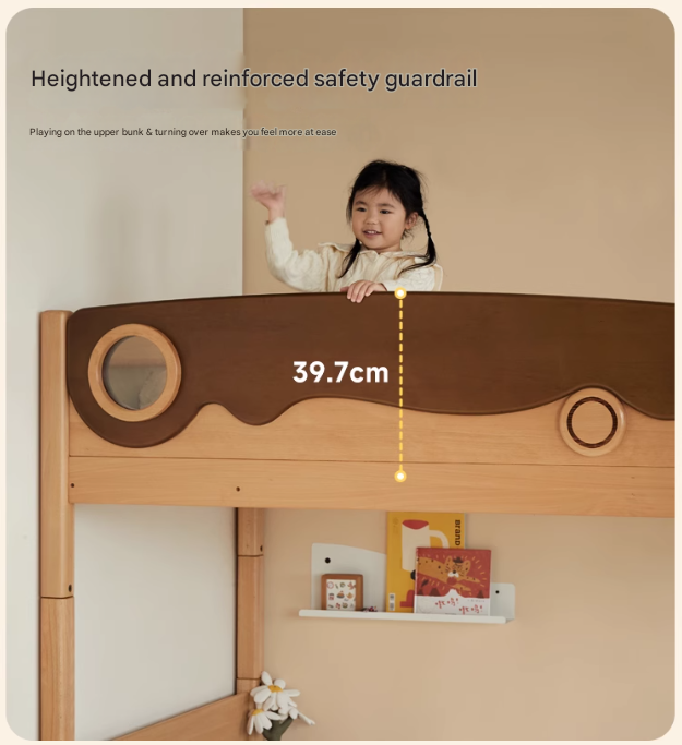 Beech solid wood with guardrails bunk bed