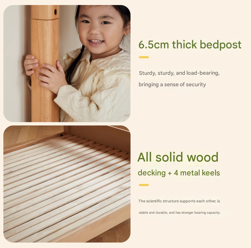 Beech solid wood with guardrails bunk bed