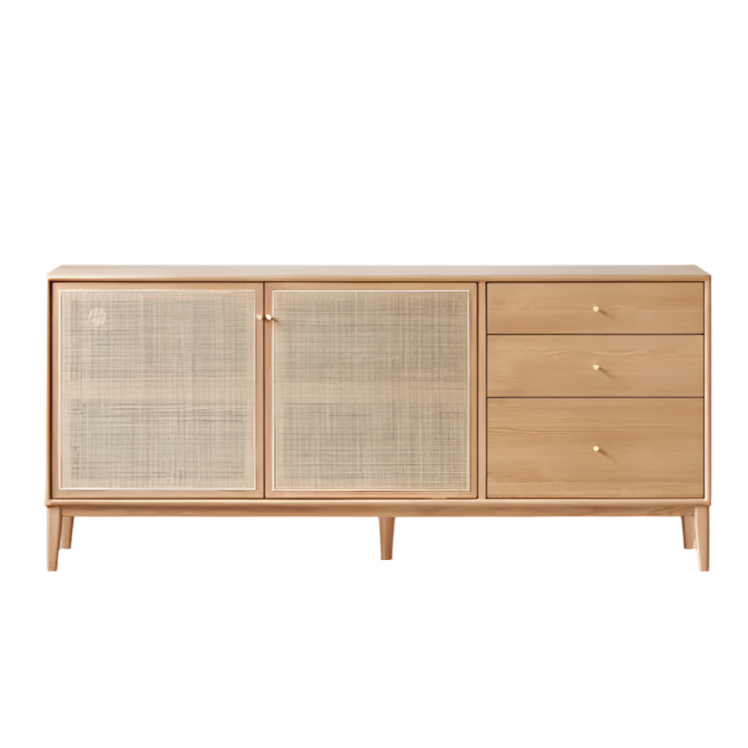 Oak Solid Wood Rattan Modern Sideboard