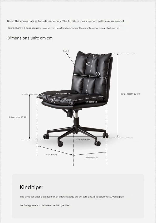 Organic Leather Rotating Modern Back Chair