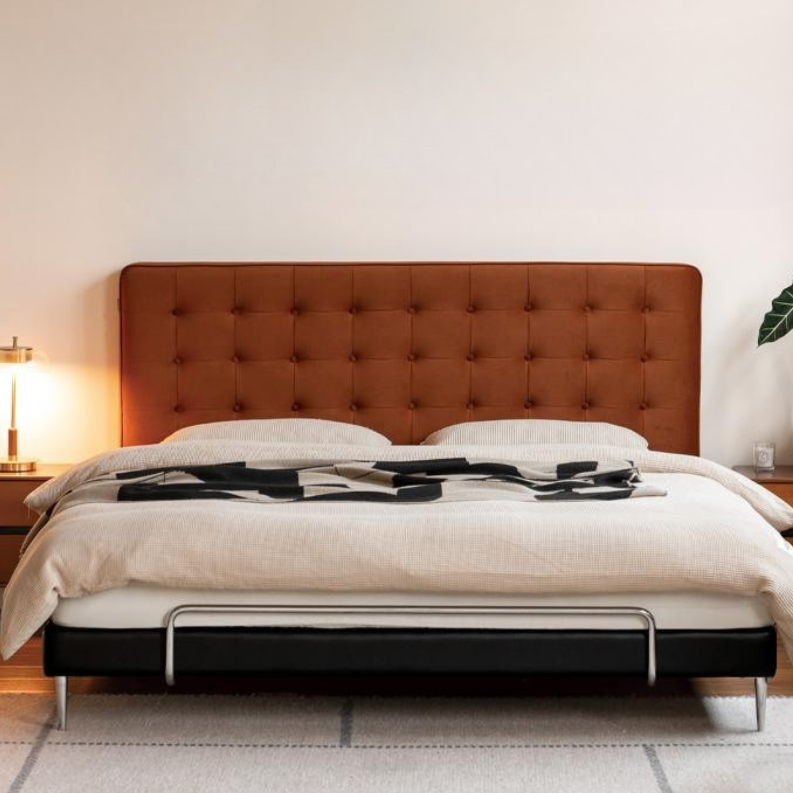 Fabric Flannel Soft Bed Bauhaus Style