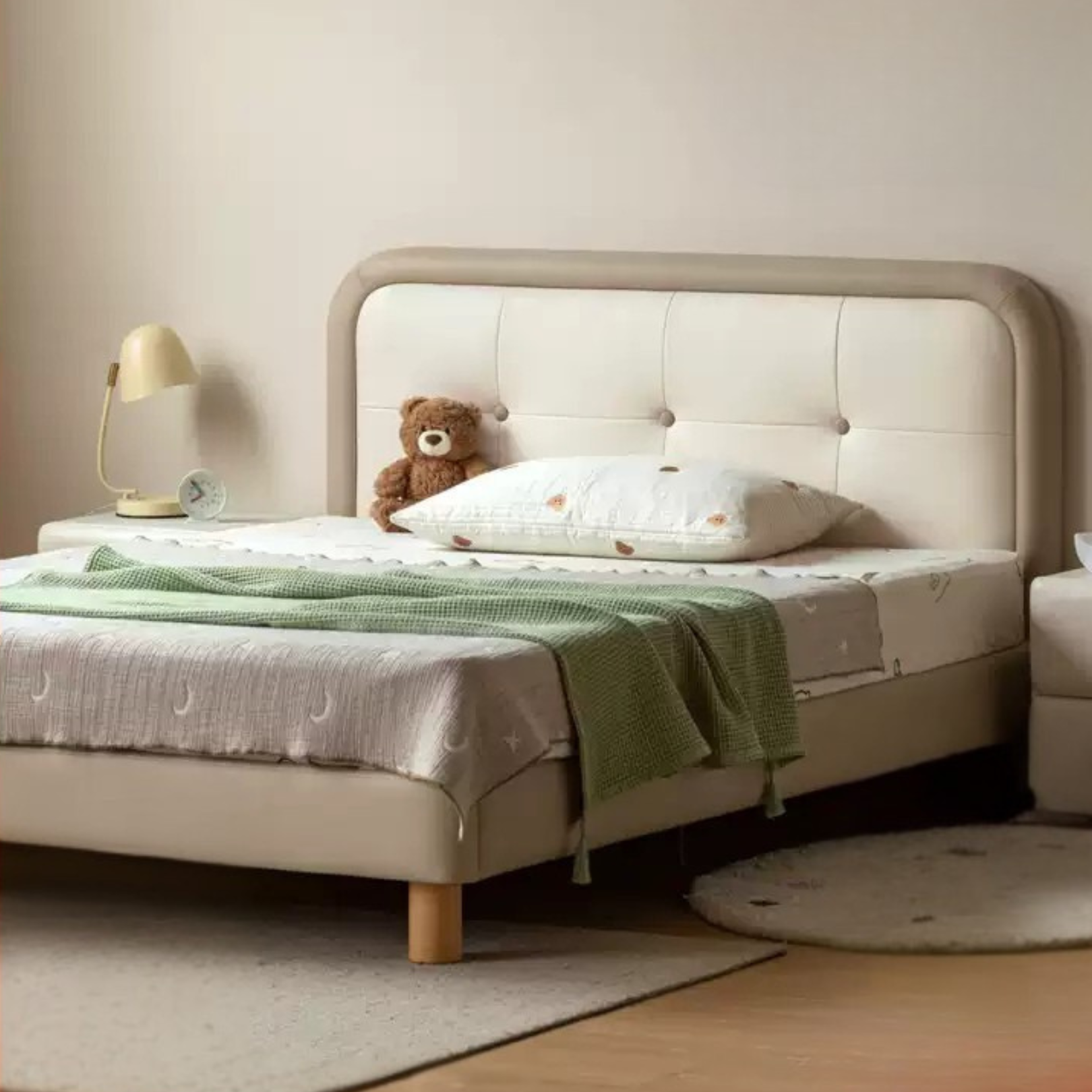Organic Leather Children's Soft Bag High Headboard Single Bed
