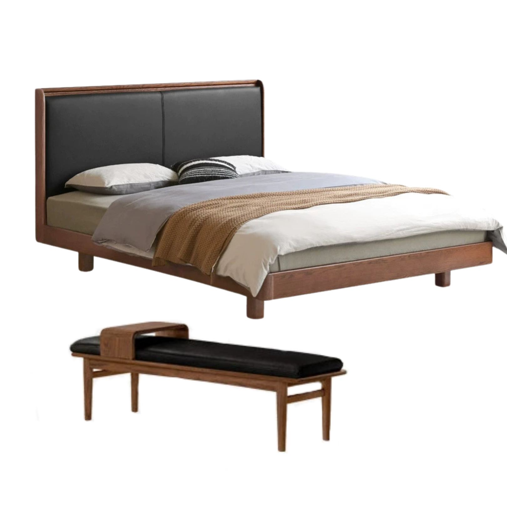 Oak Solid Wood Modern Simple Luminous Bed